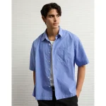 AE Poolside Poplin Striped Button-Up Shirt - Blue