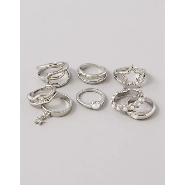 AE Silver Rings 8-Pack - Silver
