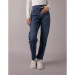 AE Stretch Super High-Waisted Ankle Straight Jean - Dark Wash