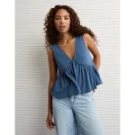 AE Sunchaser Knit V-Neck Swing Tank Top - Navy