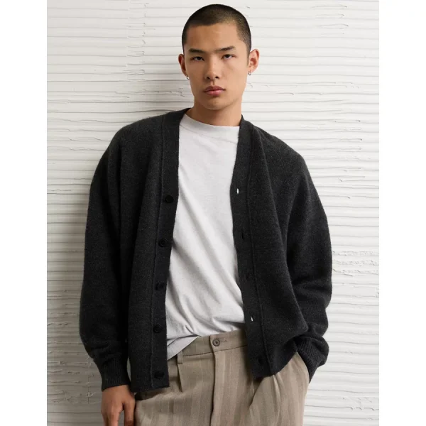 AE Textured Cardigan - Charcoal Heather