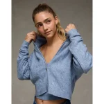AE Whoa So Soft Cropped Zip-Up Hoodie - Blue