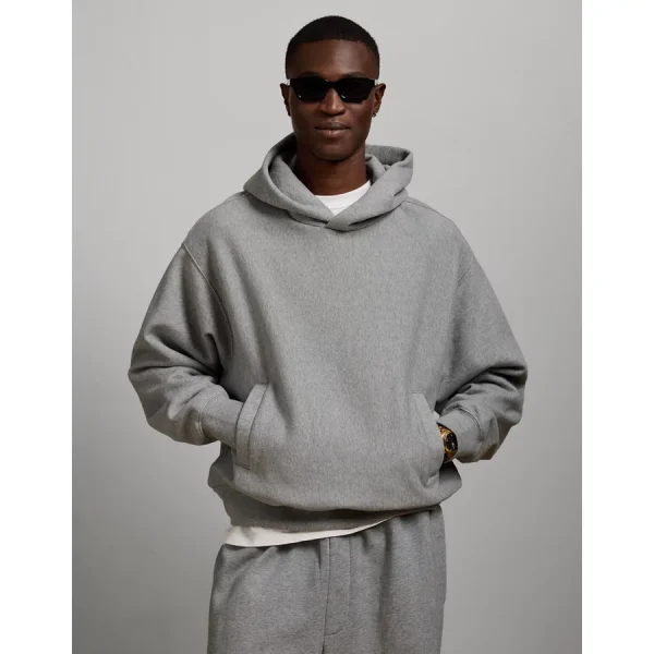 AE77 Premium Cropped Hoodie - Light Heather Gray