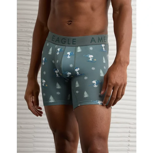 AEO Snoopy Holiday Stretch 6" Boxer Brief - Green Olive