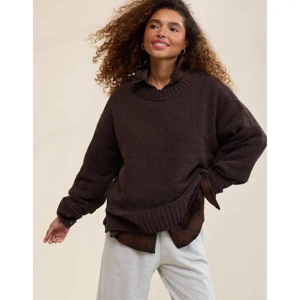 Aerie Like Candy Crew Sweater - Deep Earth