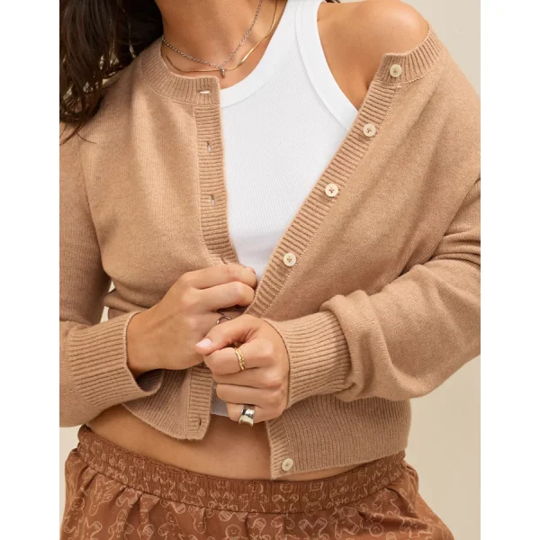 Aerie Softest Classic Cardigan - Beach Dune