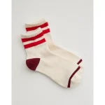 Aerie Striped Quarter Socks - Bright Red