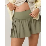 OFFLINE By Aerie Real Me Pleated Flowy Short - Olive Fun