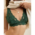 Show Off Chenille Lace Padded Plunge Bralette - Rugged Green