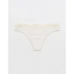 Superchill Cotton Rib Lace Thong Underwear - Soft Muslin