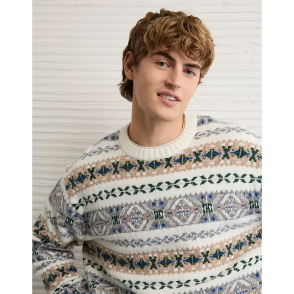 AE Cozy Cabin Fairisle Sweater - Frosty Cream